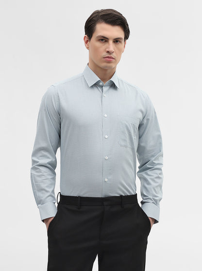 Green Checked Regular Fit Formal Shirt | JadeBlue