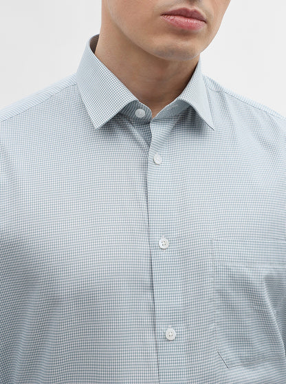 Green Checked Regular Fit Formal Shirt | JadeBlue