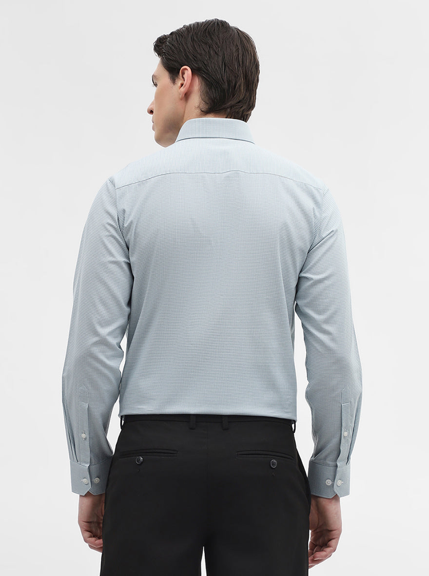 Green Checked Regular Fit Formal Shirt | JadeBlue