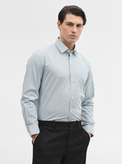 Green Checked Regular Fit Formal Shirt | JadeBlue