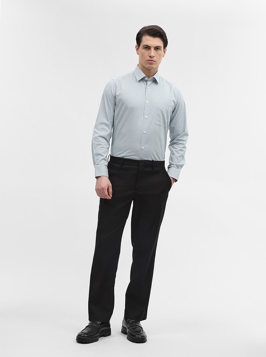 Green Checked Regular Fit Formal Shirt | JadeBlue