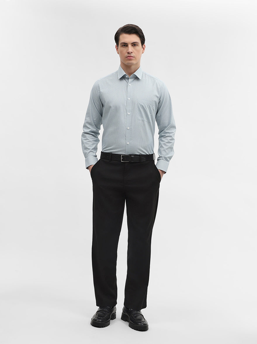 Green Checked Regular Fit Formal Shirt | JadeBlue