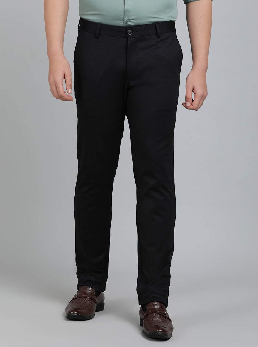 Navy Blue Solid Slim Fit Club Wear Trouser | JB Studio