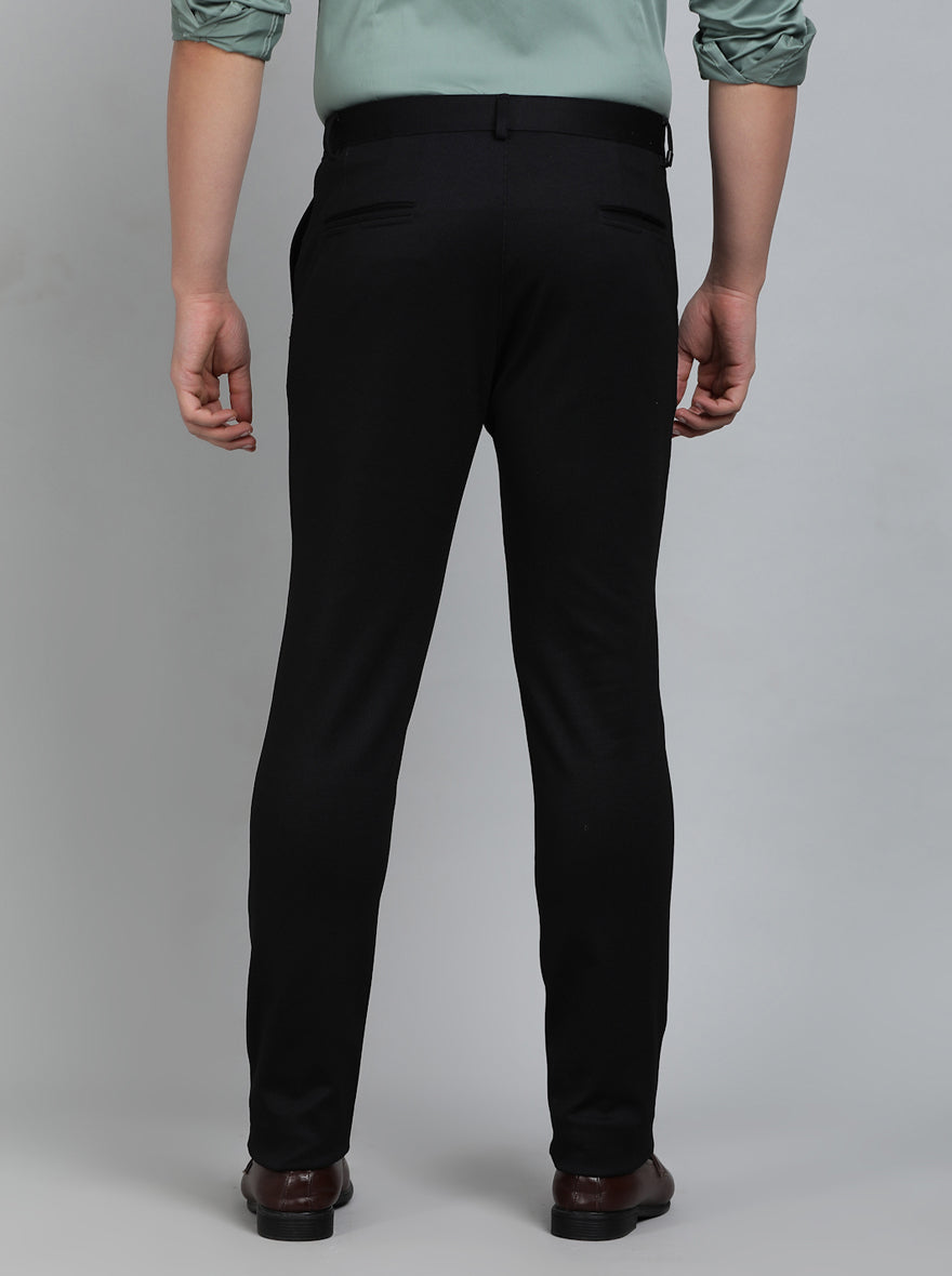 Navy Blue Solid Slim Fit Club Wear Trouser | JB Studio