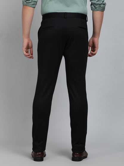 Navy Blue Solid Slim Fit Club Wear Trouser | JB Studio