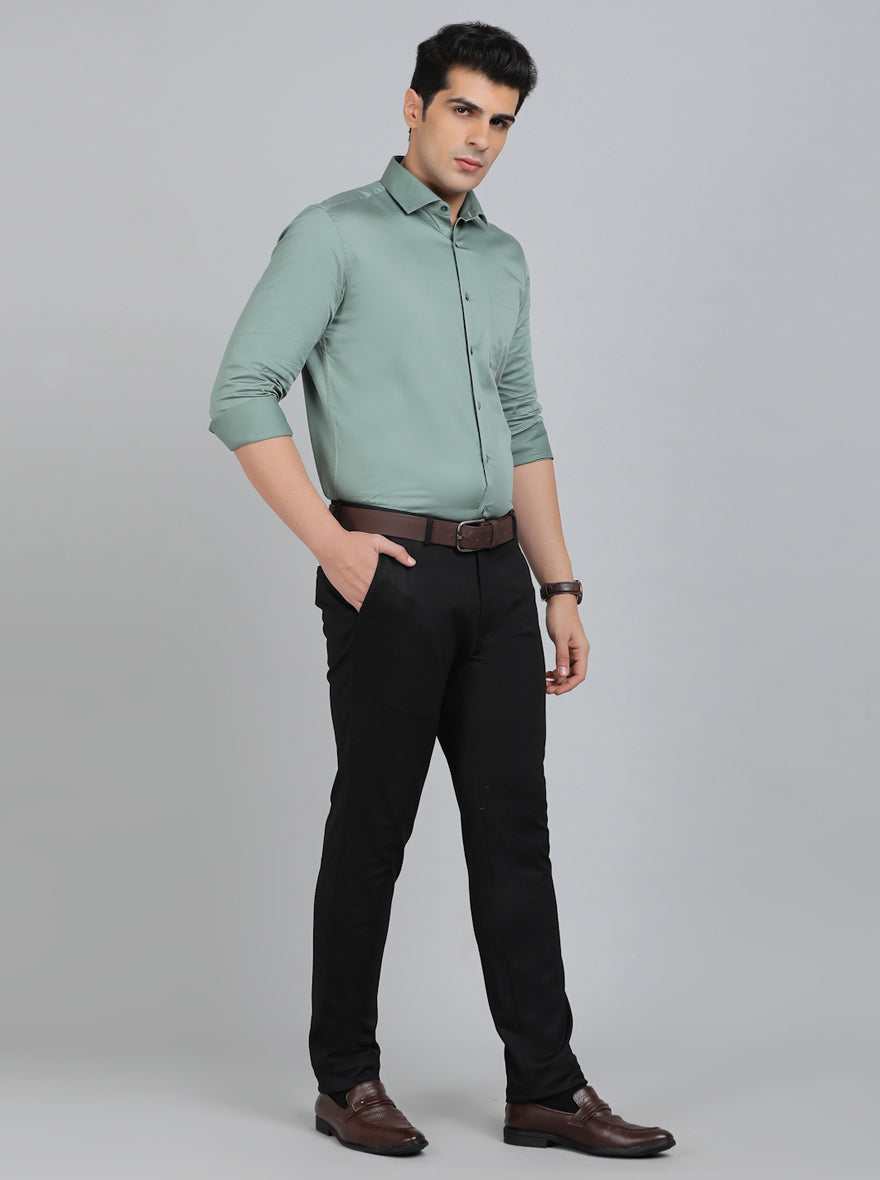 Navy Blue Solid Slim Fit Club Wear Trouser | JB Studio