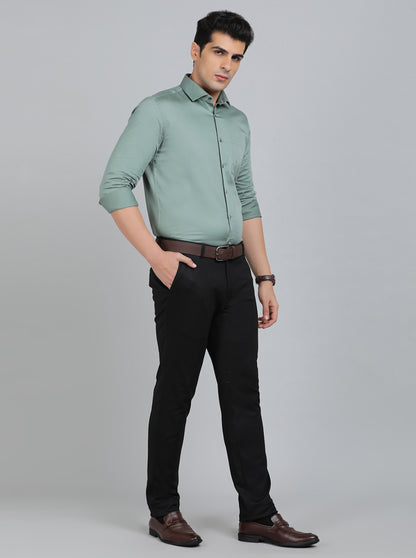 Navy Blue Solid Slim Fit Club Wear Trouser | JB Studio