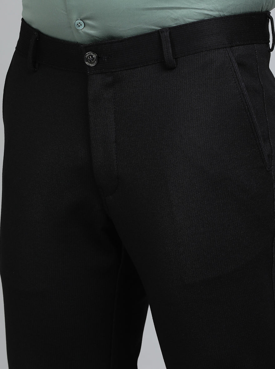 Navy Blue Solid Slim Fit Club Wear Trouser | JB Studio