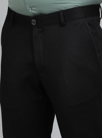 Navy Blue Solid Slim Fit Club Wear Trouser | JB Studio