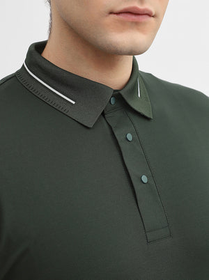 Green Solid Slim Fit Polo T-Shirt | JadeBlue