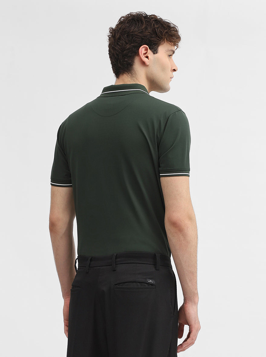 Green Solid Slim Fit Polo T-Shirt | JadeBlue