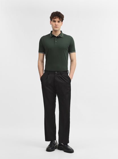 Green Solid Slim Fit Polo T-Shirt | JadeBlue