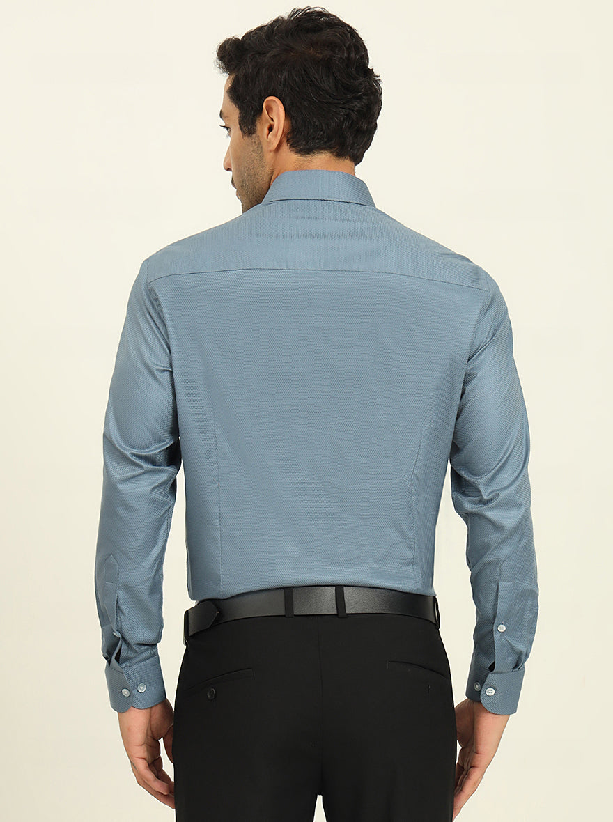 Light Blue Solid Slim Fit Formal Shirt | Metal
