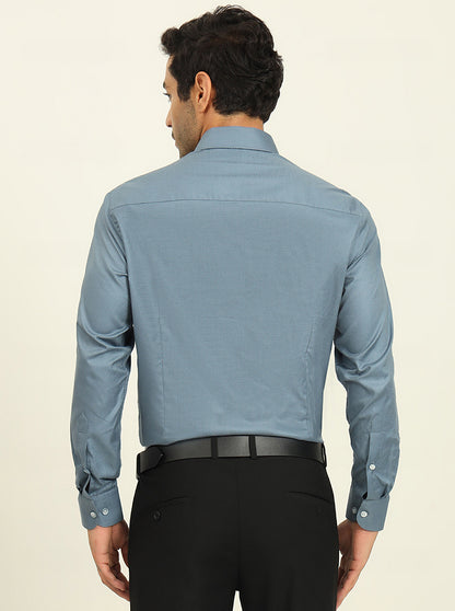 Light Blue Solid Slim Fit Formal Shirt | Metal