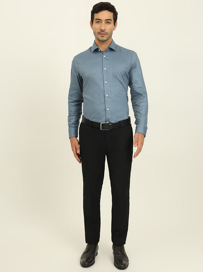 Light Blue Solid Slim Fit Formal Shirt | Metal