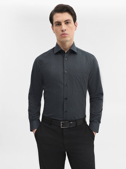 Green Printed Slim Fit Formal Shirt | Metal
