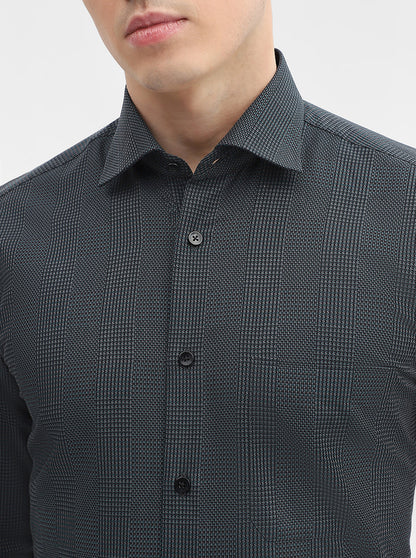 Green Printed Slim Fit Formal Shirt | Metal
