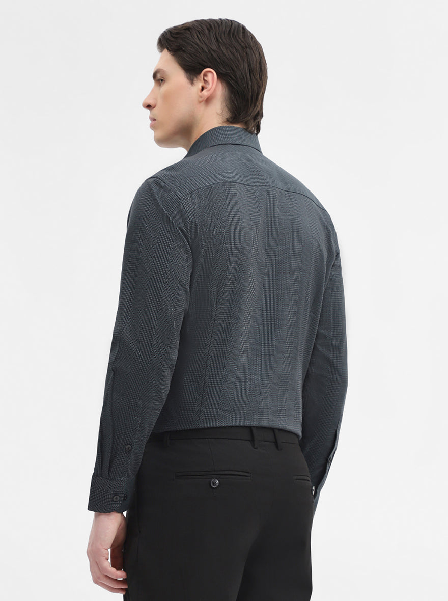Green Printed Slim Fit Formal Shirt | Metal