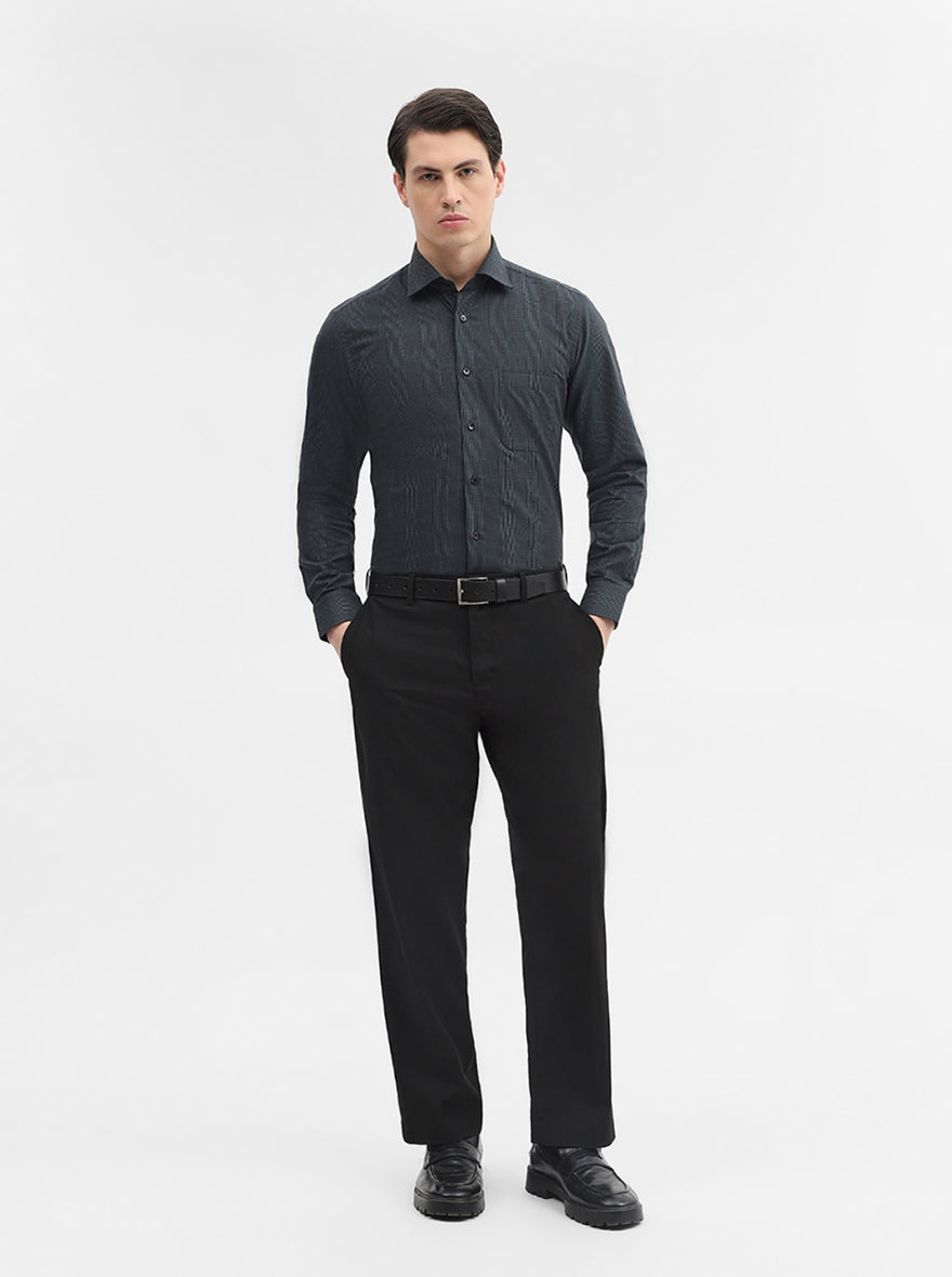 Green Printed Slim Fit Formal Shirt | Metal