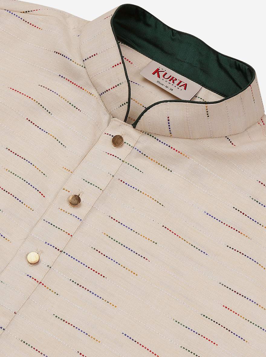 Pale Brown Self Design Kurta | The Kurta Company