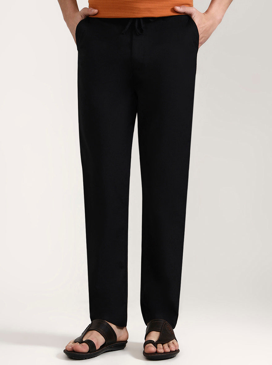 Black Solid Slim Fit Track Pant | JadeBlue