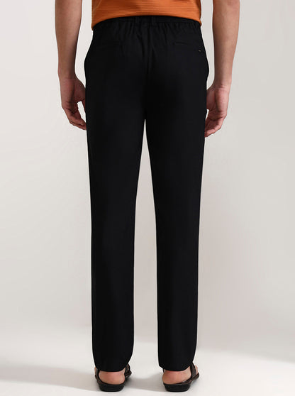Black Solid Slim Fit Track Pant | JadeBlue