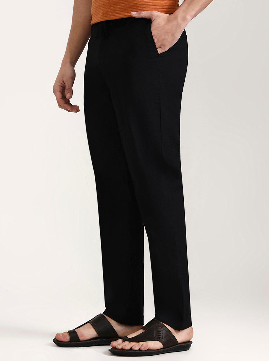 Black Solid Slim Fit Track Pant | JadeBlue
