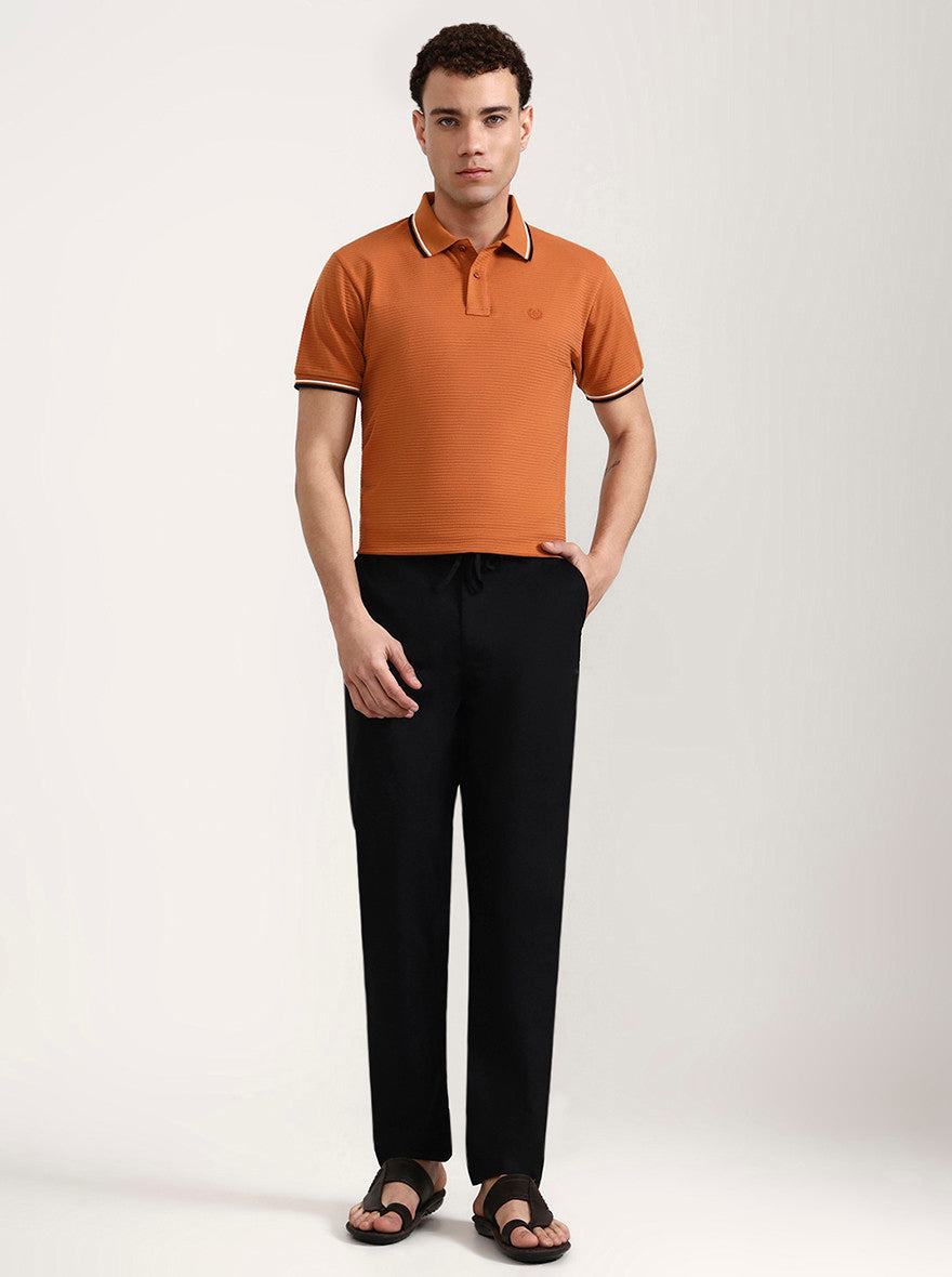 Black Solid Slim Fit Track Pant | JadeBlue