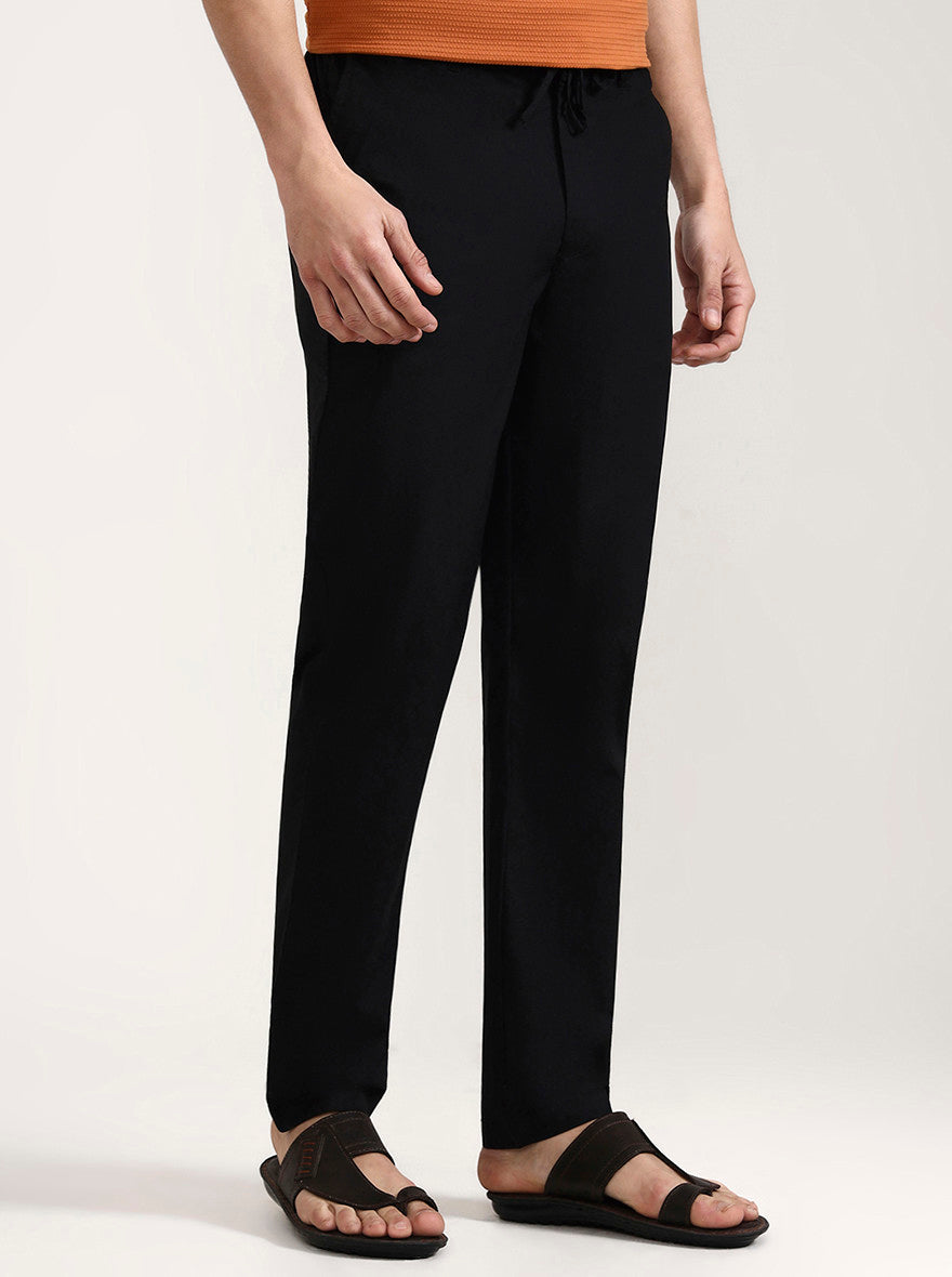 Black Solid Slim Fit Track Pant | JadeBlue