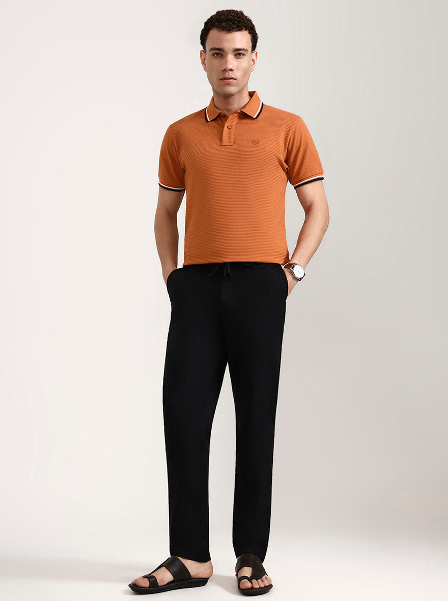 Black Solid Slim Fit Track Pant | JadeBlue