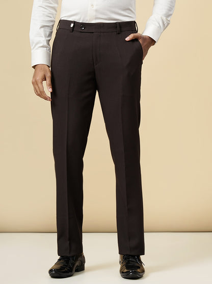 Brown Solid Slim Fit Formal Trouser | JB Studio