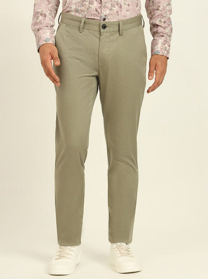 Green Printed Uno Fit Casual Trouser | JadeBlue