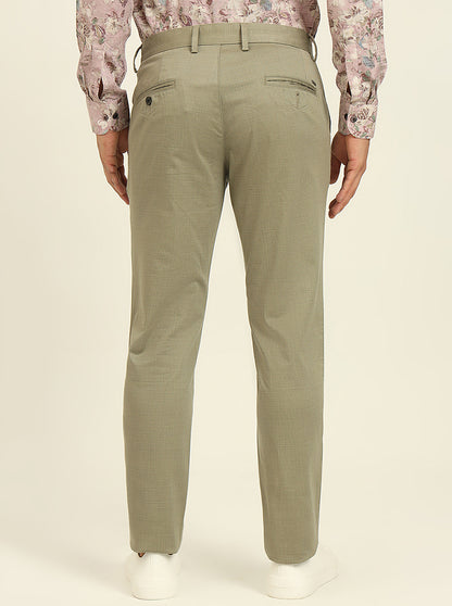 Green Printed Uno Fit Casual Trouser | JadeBlue