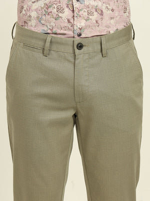 Green Printed Uno Fit Casual Trouser | JadeBlue