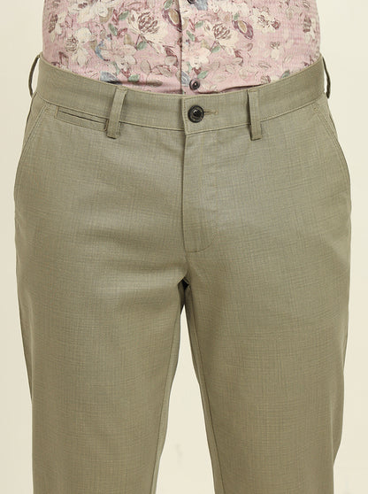 Green Printed Uno Fit Casual Trouser | JadeBlue