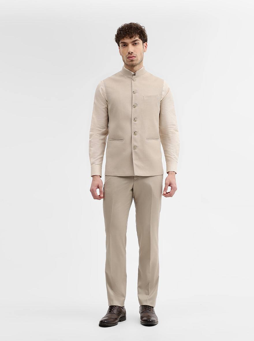 Khaki Solid Regular Fit Modi Jacket | JadeBlue