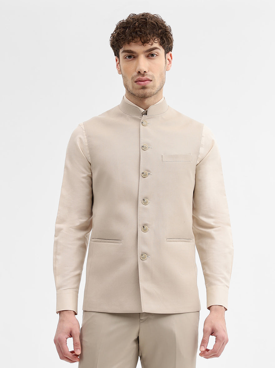 Khaki Solid Regular Fit Modi Jacket | JadeBlue