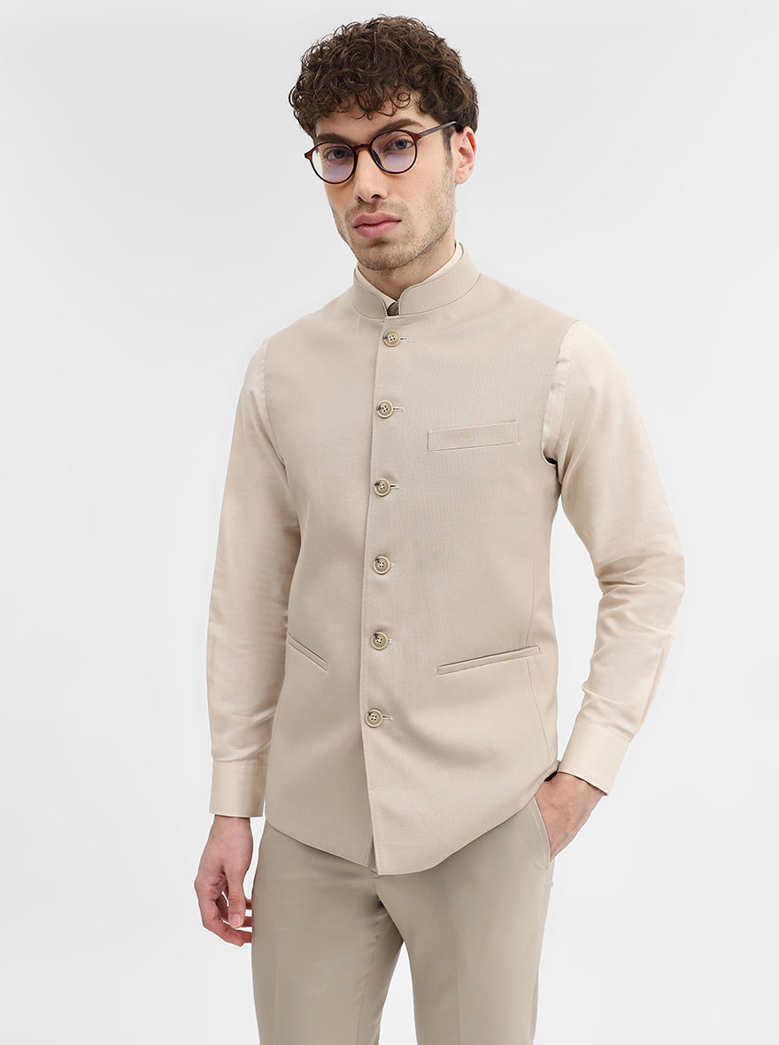 Khaki Solid Regular Fit Modi Jacket | JadeBlue