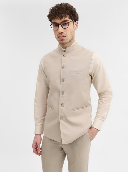 Khaki Solid Regular Fit Modi Jacket | JadeBlue