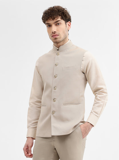 Khaki Solid Regular Fit Modi Jacket | JadeBlue
