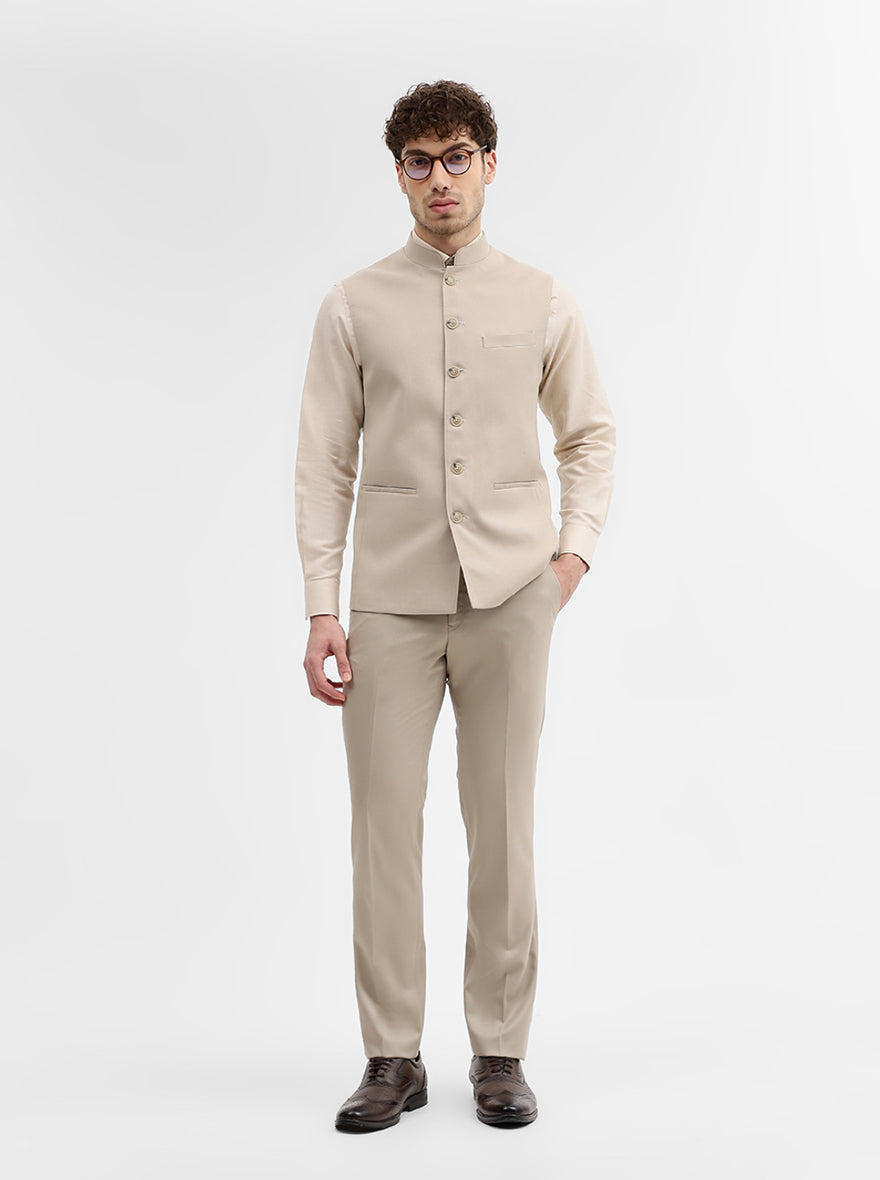Khaki Solid Regular Fit Modi Jacket | JadeBlue