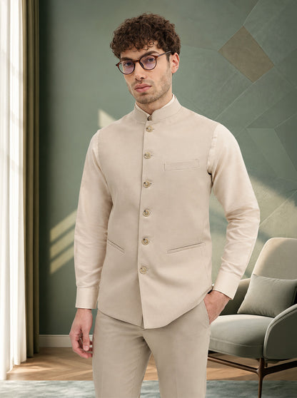 Khaki Solid Regular Fit Modi Jacket | JadeBlue