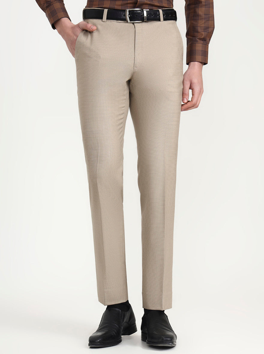Fawn Solid Slim Fit Formal Trouser | JadeBlue Super Luxe