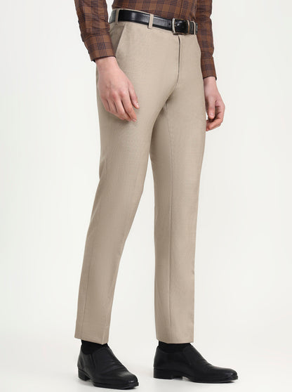 Fawn Solid Slim Fit Formal Trouser | JadeBlue Super Luxe