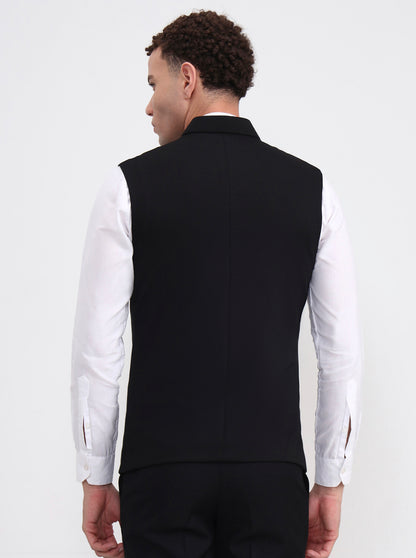 Black Striped Regular Fit Waistcoat  | Wyre