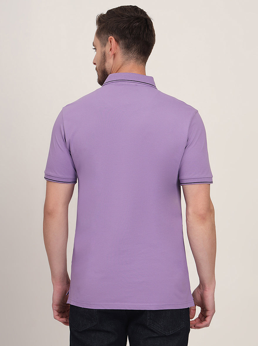 Lavender Solid Slim Fit Polo T-Shirt | JadeBlue