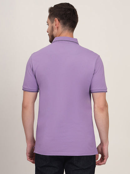 Lavender Solid Slim Fit Polo T-Shirt | JadeBlue