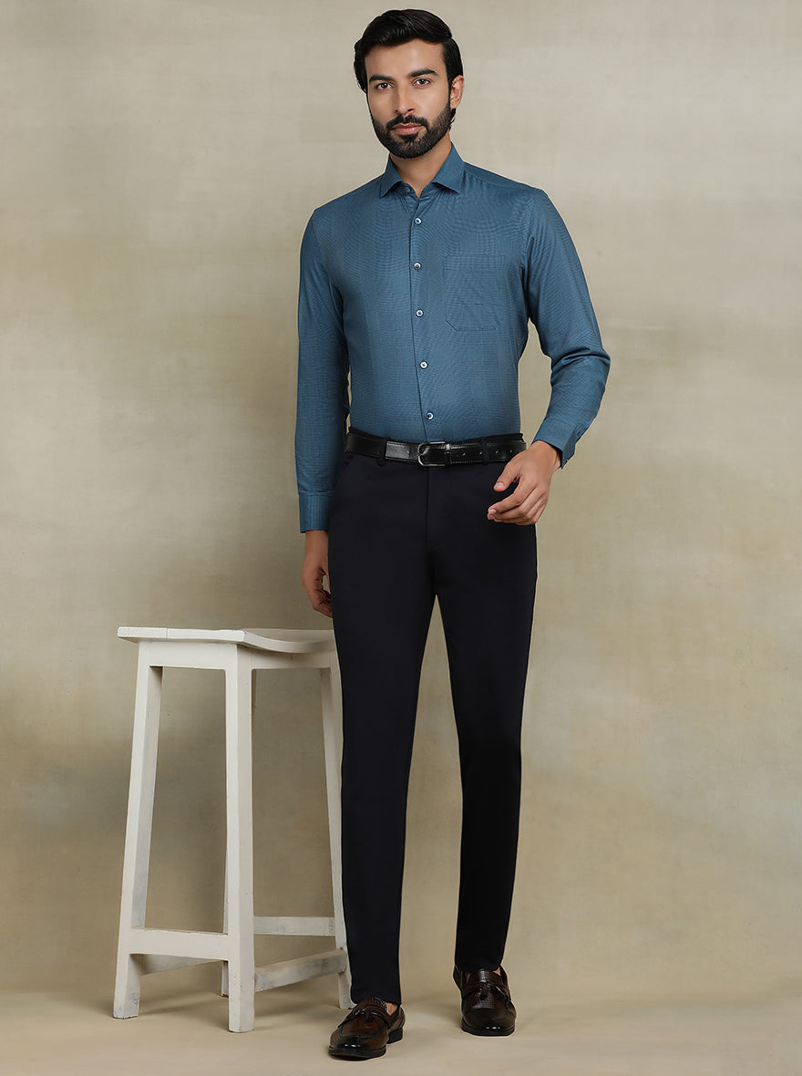 Blue Checked Slim fit Formal Shirt | Metal