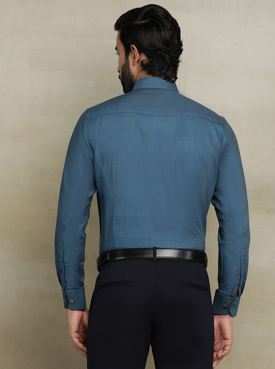 Blue Checked Slim fit Formal Shirt | Metal