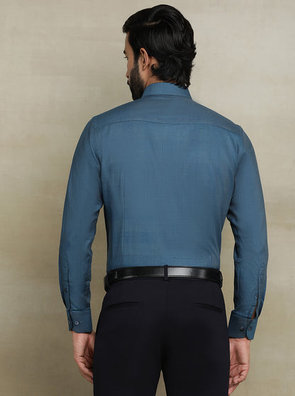 Blue Checked Slim fit Formal Shirt | Metal